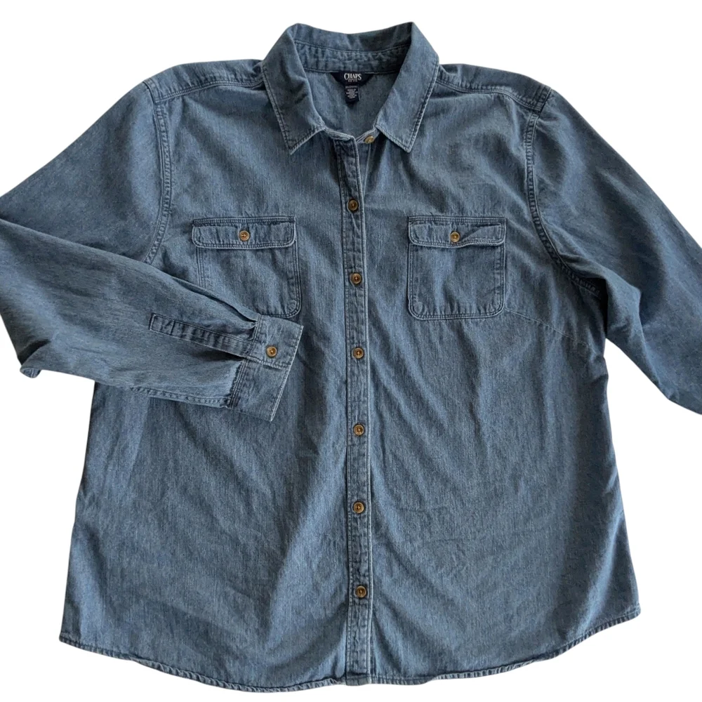 Chaps Chambray Button Up Shirt Size 2XL - Picture 4 of 10